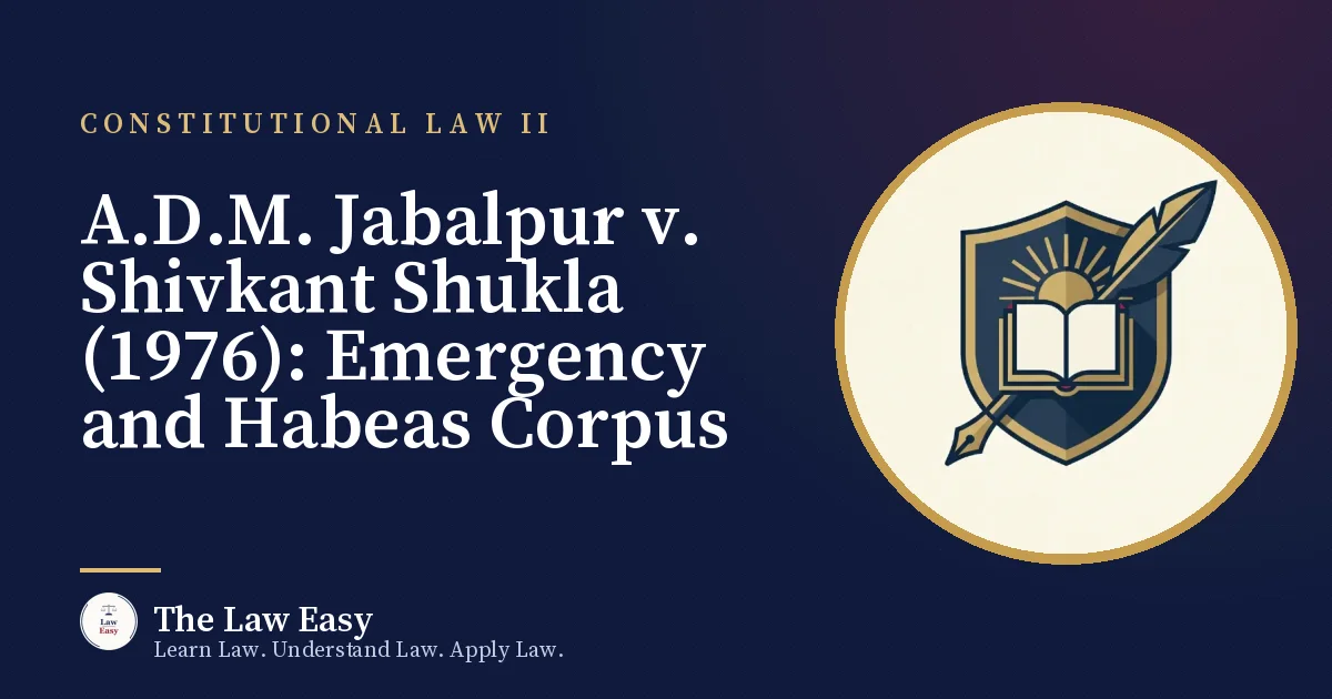 Cover: A.D.M. Jabalpur v. Shivkant Shukla (1976): Emergency and Habeas Corpus