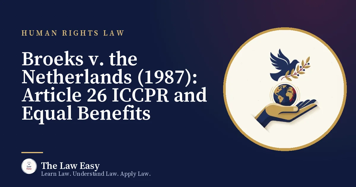 Cover: Broeks v. the Netherlands (1987): Article 26 ICCPR and Equal Benefits