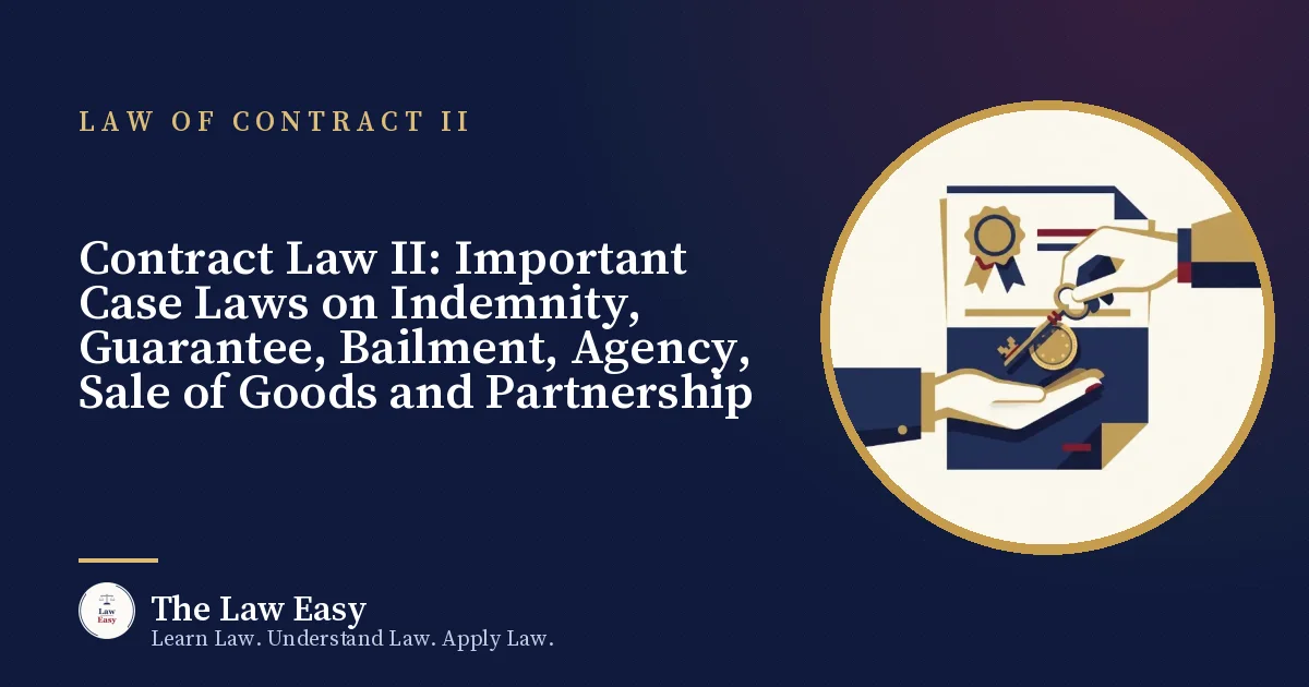 Cover: Contract Law II: Important Case Laws on Indemnity, Guarantee, Bailment, Agency, Sale of Goods and Partnership