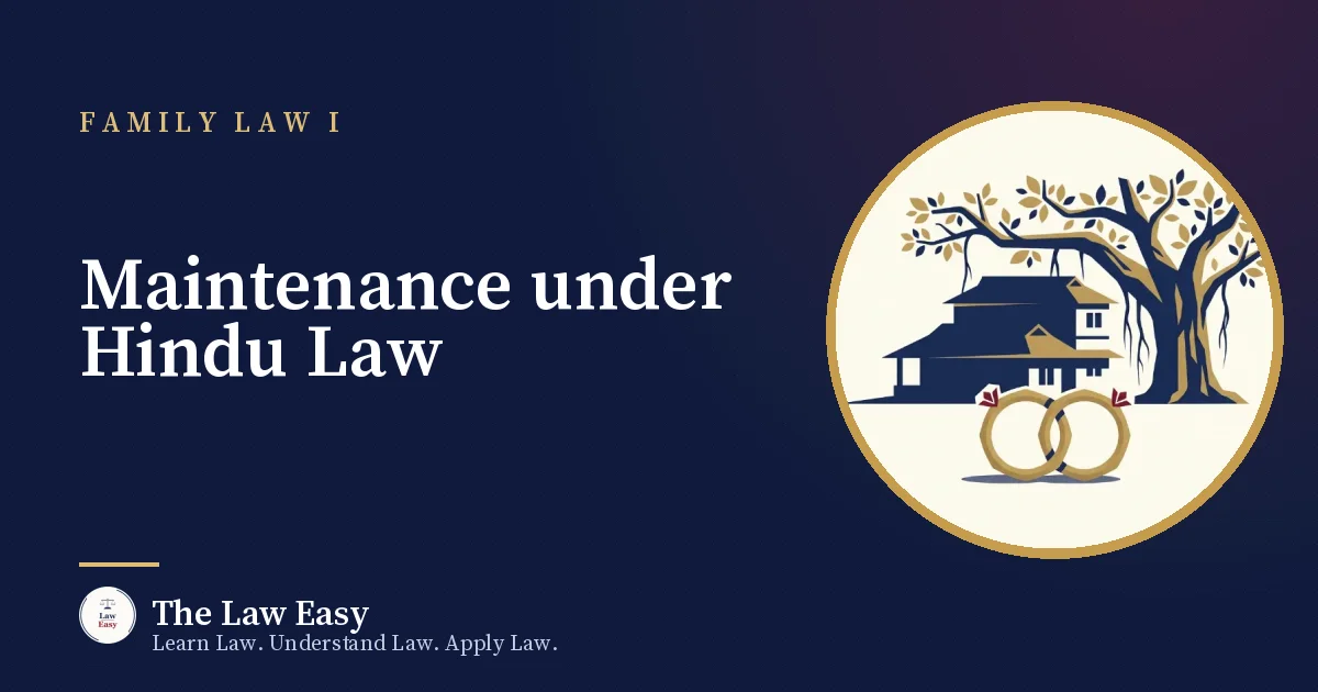 Cover: Maintenance under Hindu Law