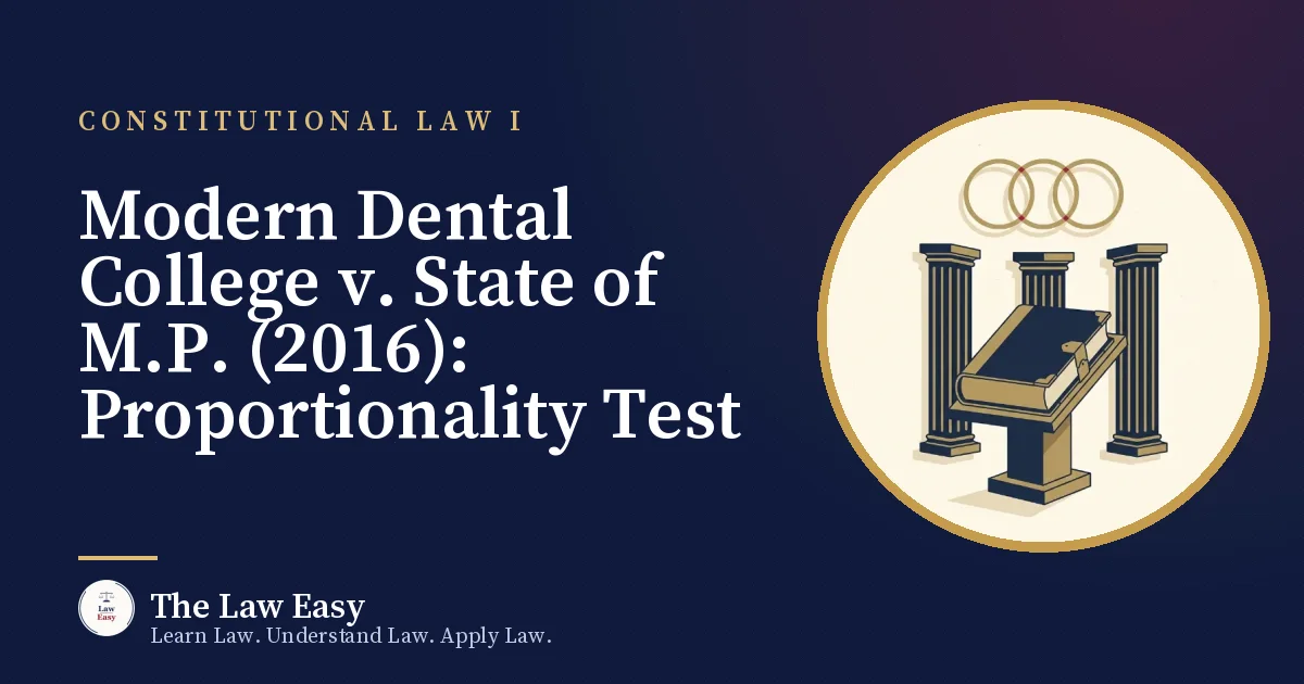 Cover: Modern Dental College v. State of M.P. (2016): Proportionality Test