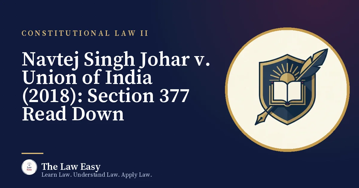 Cover: Navtej Singh Johar v. Union of India (2018): Section 377 Read Down