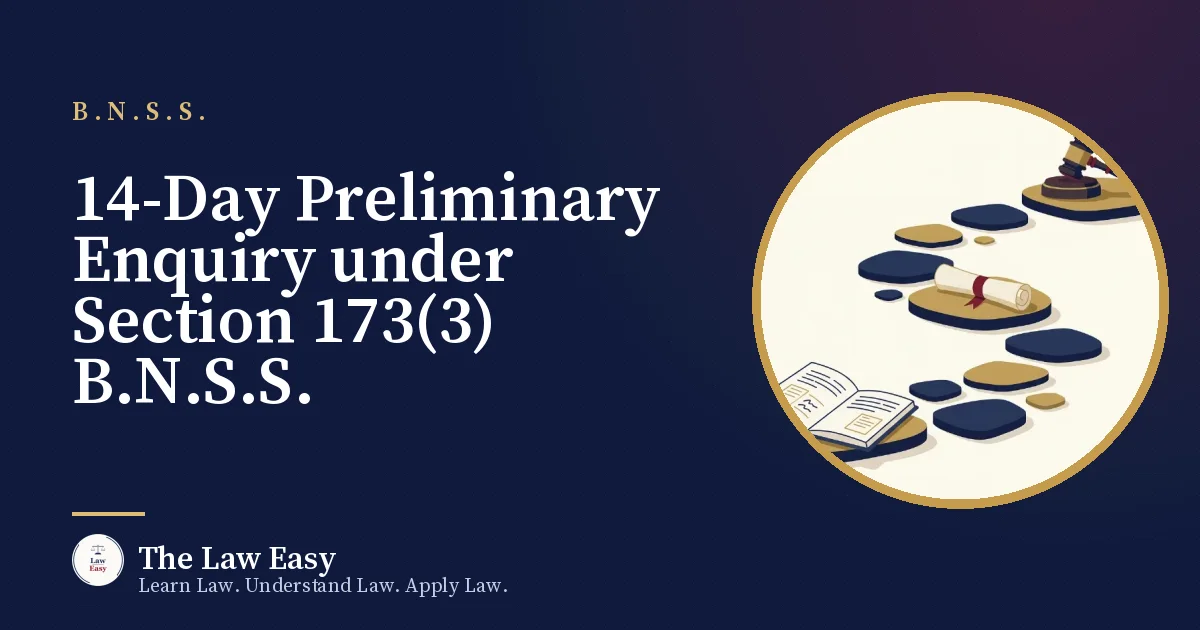 Cover: 14-Day Preliminary Enquiry under Section 173(3) B.N.S.S.