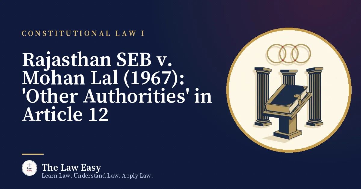 Cover: Rajasthan SEB v. Mohan Lal (1967): 'Other Authorities' in Article 12