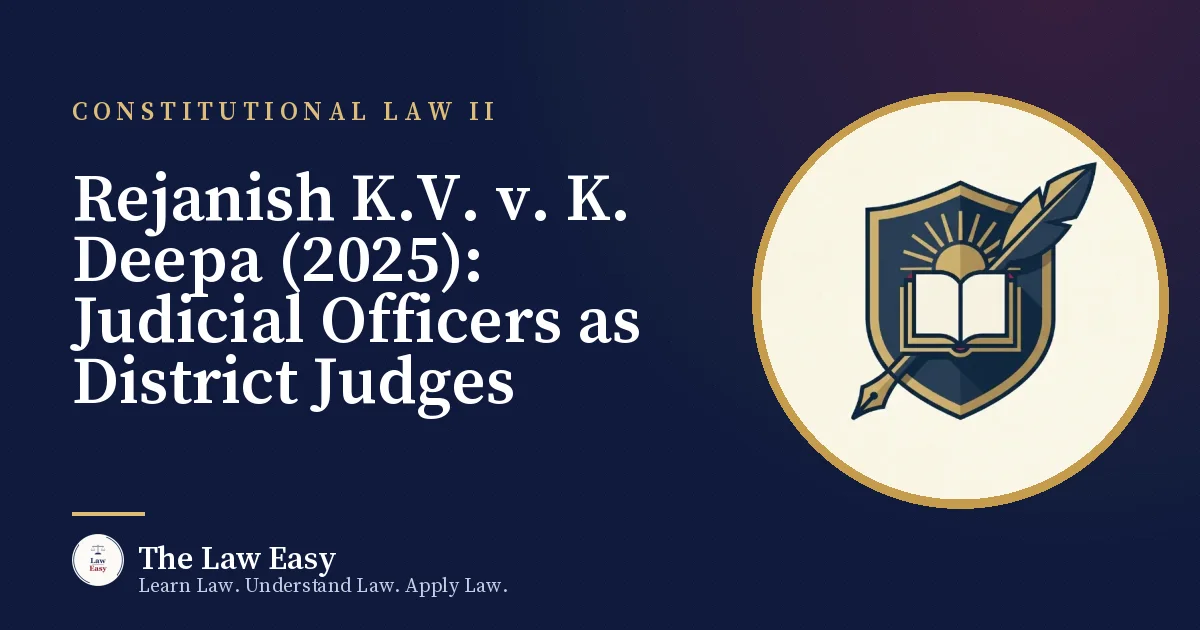 Cover: Rejanish K.V. v. K. Deepa (2025): Judicial Officers as District Judges