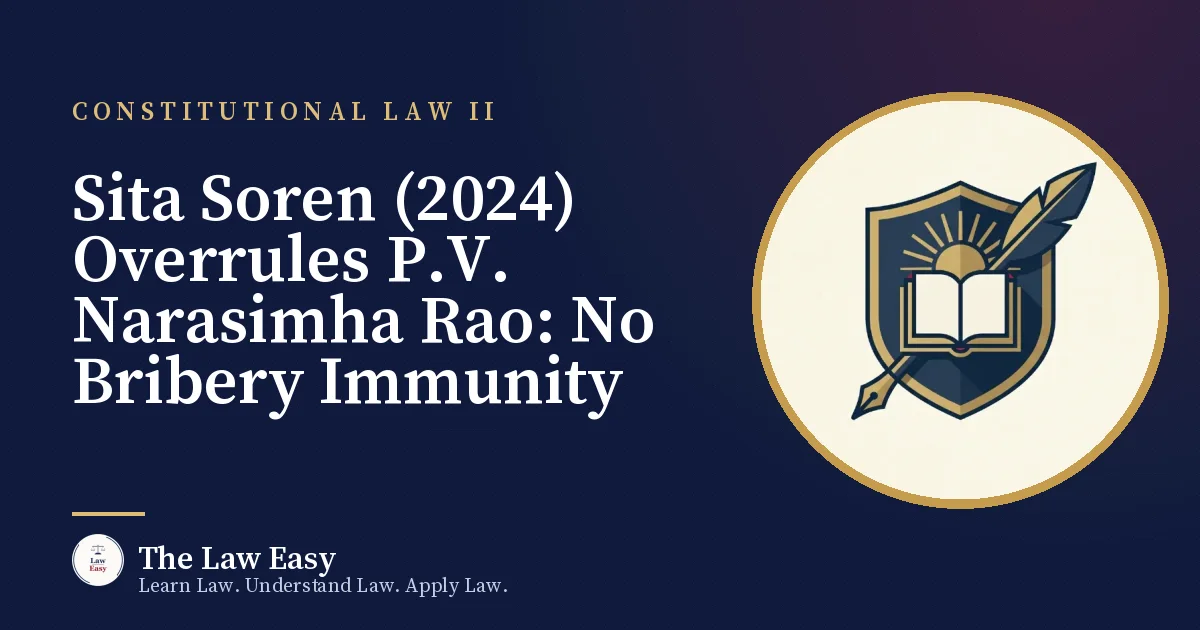 Cover: Sita Soren (2024) Overrules P.V. Narasimha Rao: No Bribery Immunity