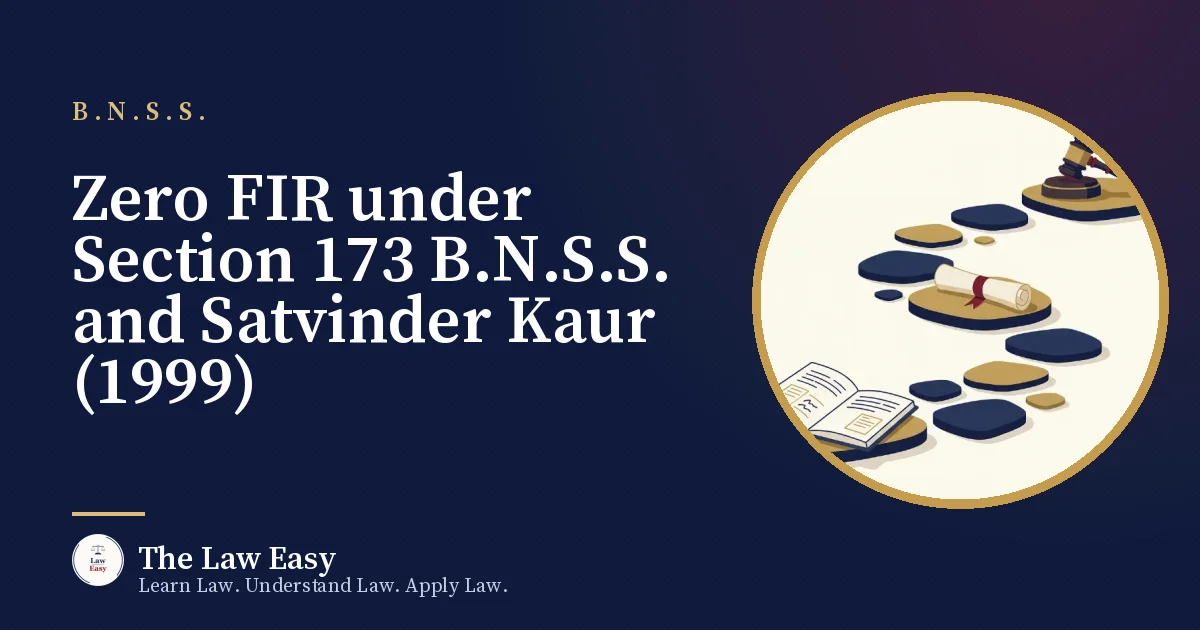Cover: Zero FIR under Section 173 B.N.S.S. and Satvinder Kaur (1999)