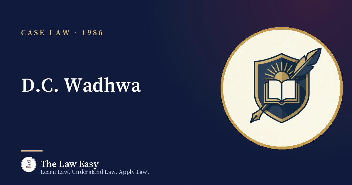 Cover: D.C. Wadhwa