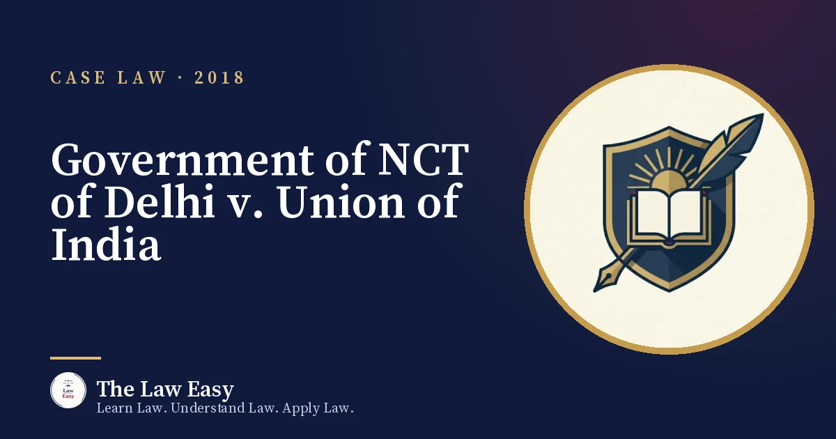 Cover: Government of NCT of Delhi v. Union of India
