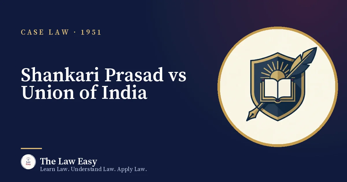 Cover: Shankari Prasad vs Union of India